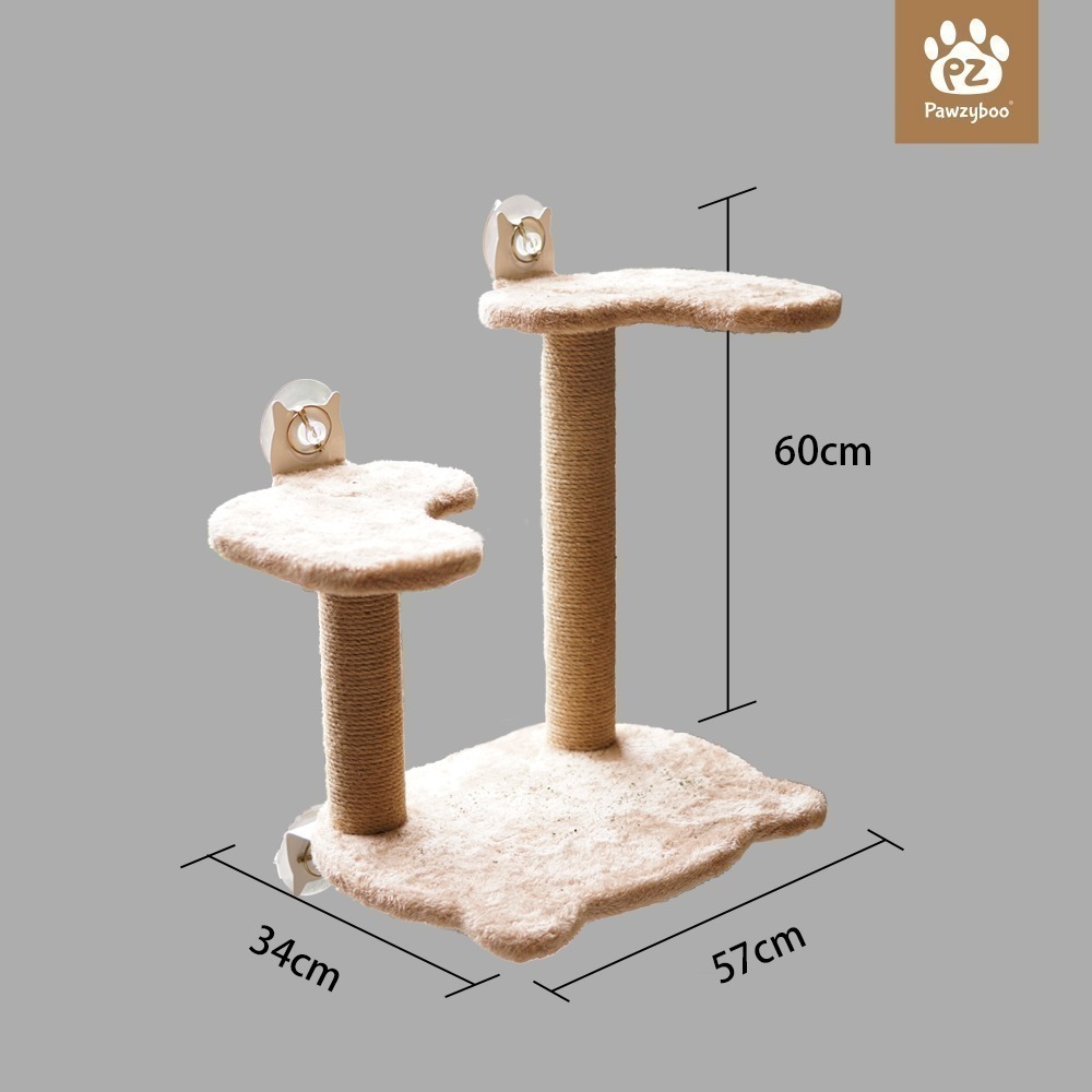 【Pawzyboo】強力吸盤絨毛貓跳台 貓抓柱 貓跳台 貓樓梯 窗戶 高承重 貓咪 貓爬架 免打孔 免鑽強 無痕-細節圖3