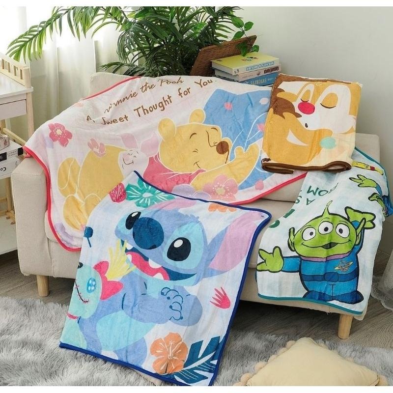 Disney 保暖毛毯 小熊維尼/史迪奇/奇奇蒂蒂/三眼怪 保暖毛毯/可披肩/可車用-細節圖2