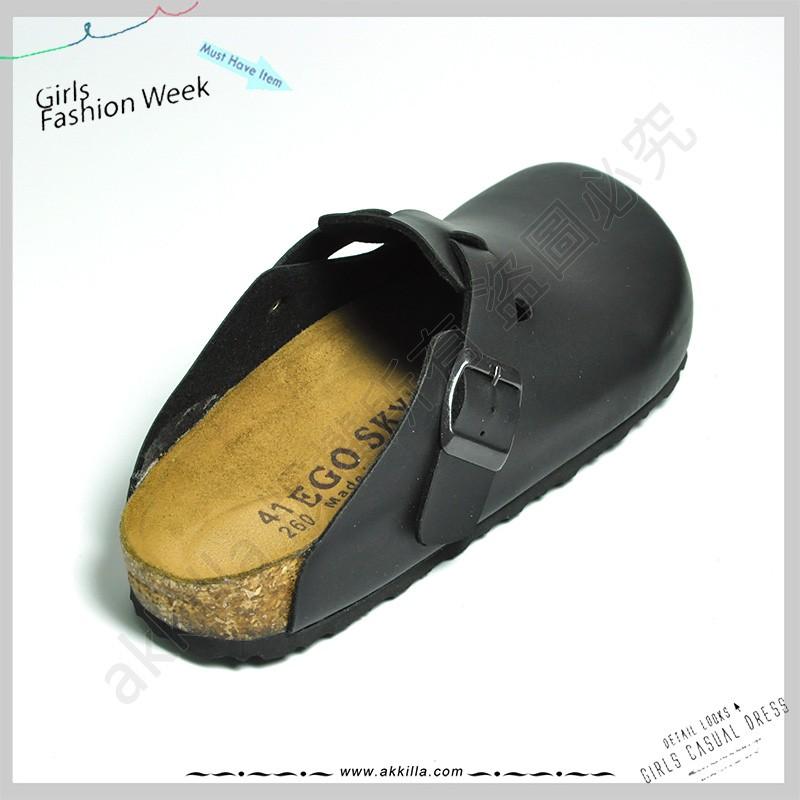 BOSTON波斯頓黑色經典伯肯拖鞋柏肯鞋包頭伯肯拖鞋可當情侶鞋拖鞋MIT台灣手工製造akkilla真皮鞋墊超強吸汗-細節圖4