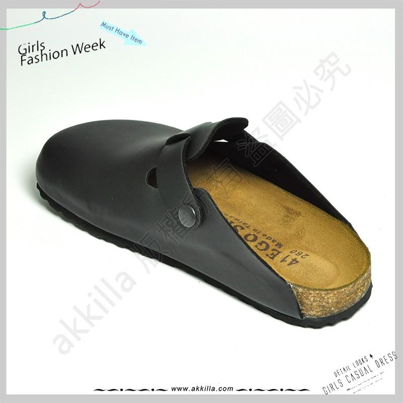 BOSTON波斯頓黑色經典伯肯拖鞋柏肯鞋包頭伯肯拖鞋可當情侶鞋拖鞋MIT台灣手工製造akkilla真皮鞋墊超強吸汗-細節圖5