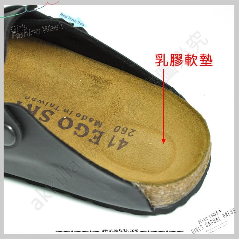 BOSTON波斯頓黑色經典伯肯拖鞋柏肯鞋包頭伯肯拖鞋可當情侶鞋拖鞋MIT台灣手工製造akkilla真皮鞋墊超強吸汗-細節圖6