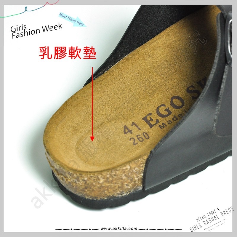 造型伯肯拖鞋 柏肯鞋 洞洞鞋 情侶鞋 MIT 台灣製造 akkilla 真皮鞋墊-細節圖5