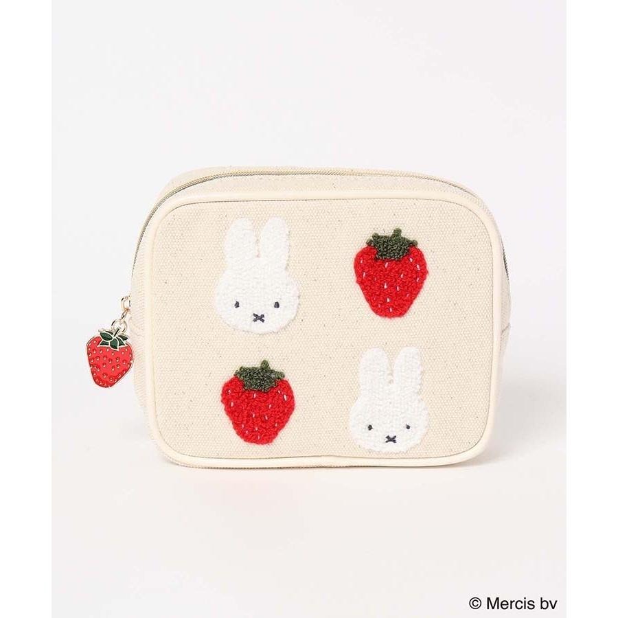 袋我走【MIFFY 刺繡草莓化妝收納包 (白色/粉色)】-細節圖4