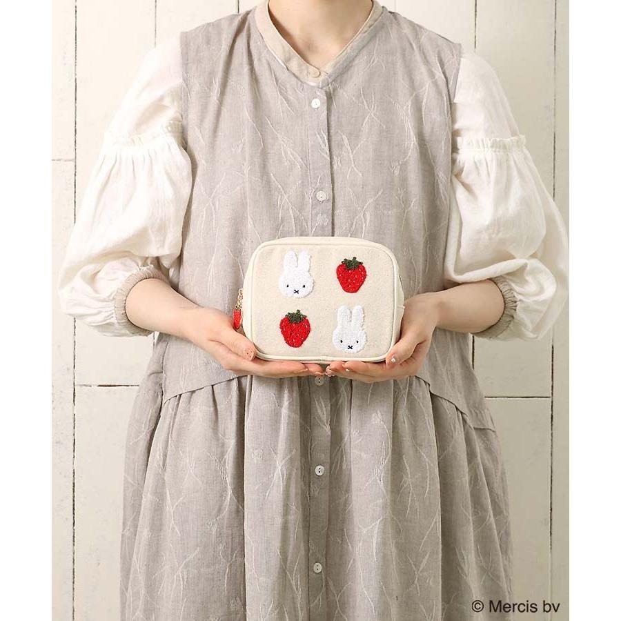 袋我走【MIFFY 刺繡草莓化妝收納包 (白色/粉色)】-細節圖5