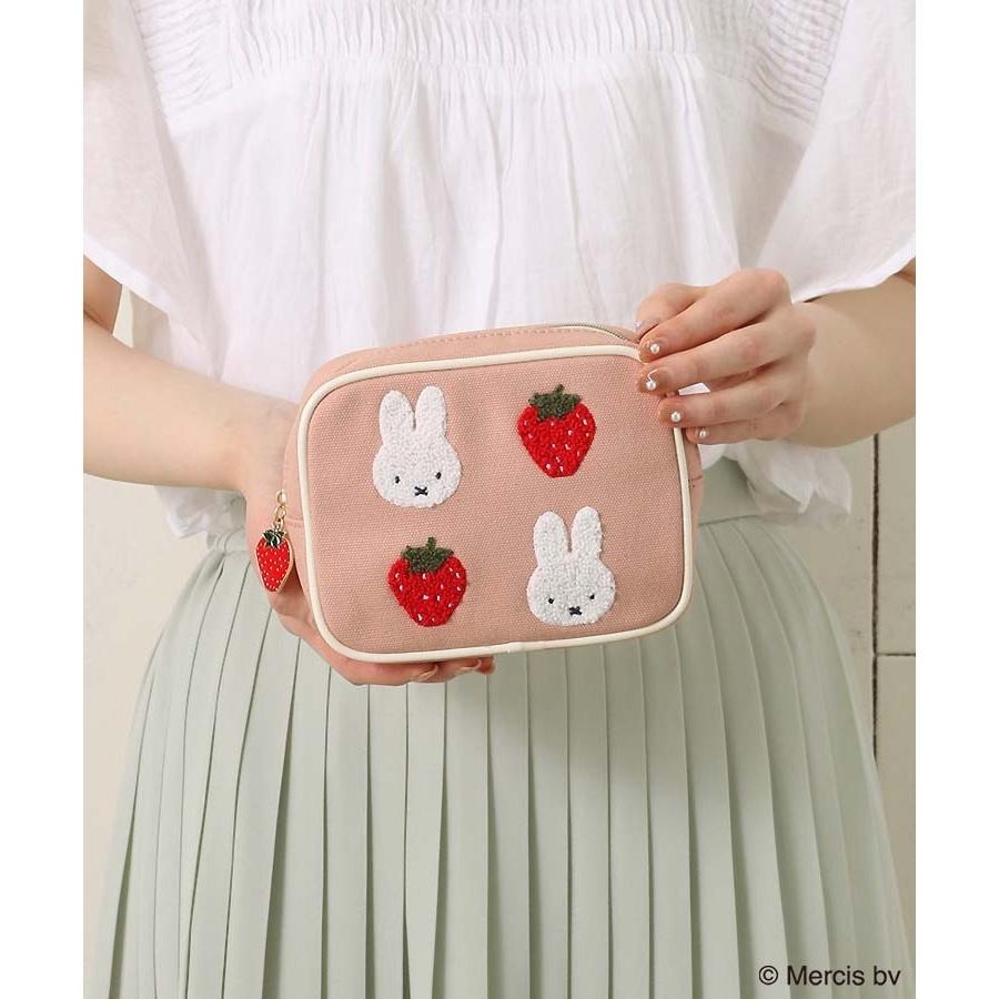 袋我走【MIFFY 刺繡草莓化妝收納包 (白色/粉色)】-細節圖6