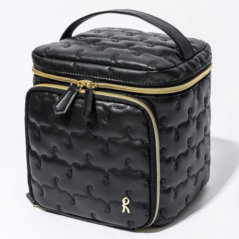 袋我走【ROBERTA DI CAMERINO 黑色立體壓紋化妝收納包】-細節圖2