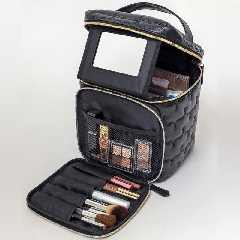 袋我走【ROBERTA DI CAMERINO 黑色立體壓紋化妝收納包】-細節圖4