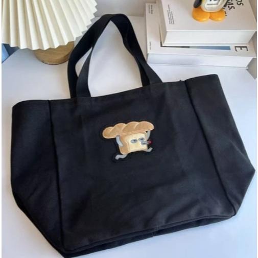 袋我走【Pan Dorobou 麵包小偷黑色托特包】-細節圖2