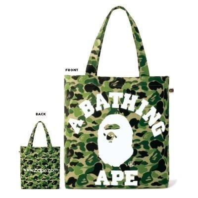 袋我走【APE 迷彩綠托特包(白字+LOGO)/APE BAPE 彩繪托特包】-細節圖2