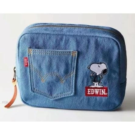 袋我走【SNOOPY x EDWIN 牛仔褲化妝包(深色牛仔款/直條紋牛仔款/淺色牛仔款)】-細節圖5