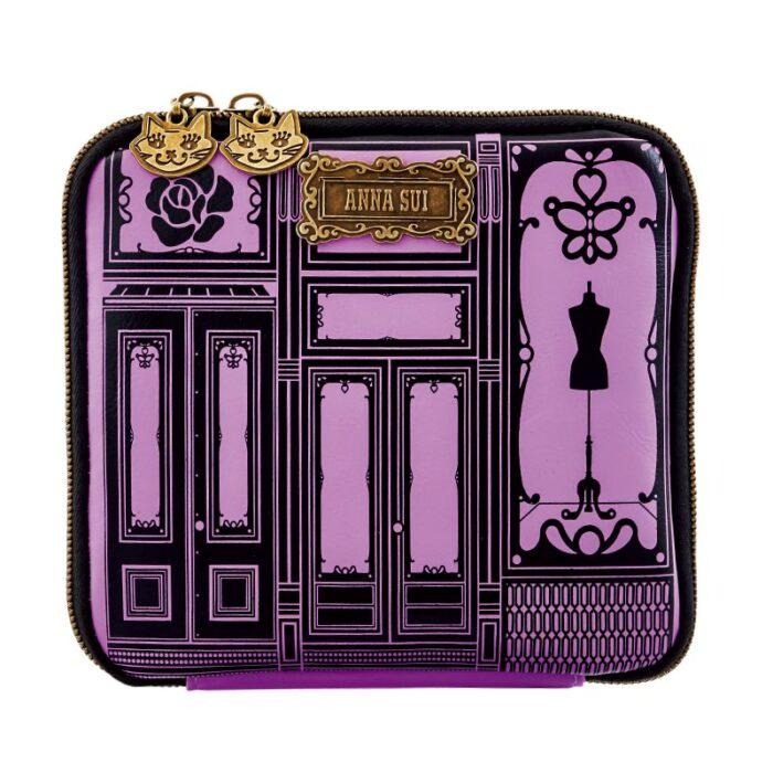 袋我走【ANNA SUI 黑色皮革手提化妝箱+貓咪吊飾兩件組】-細節圖4