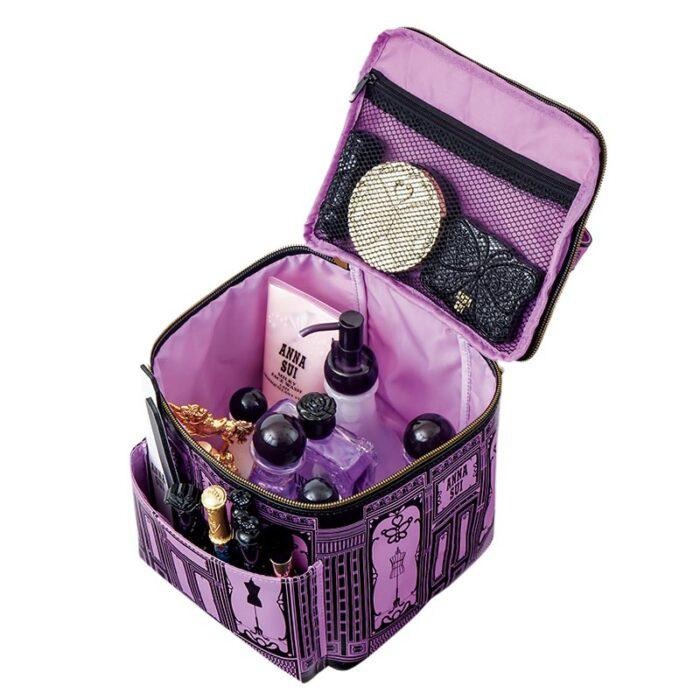 袋我走【ANNA SUI 黑色皮革手提化妝箱+貓咪吊飾兩件組】-細節圖6