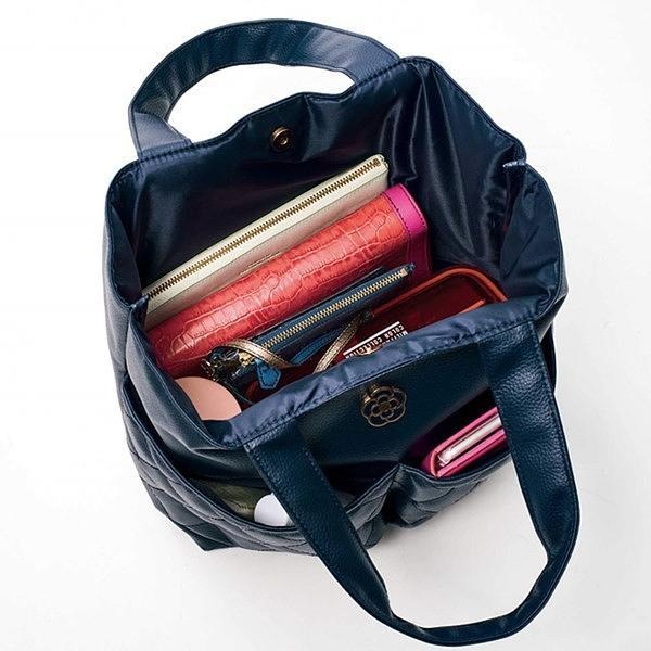 袋我走【CLATHAS 山茶花 雙口袋 皮質菱格托特包】-細節圖2