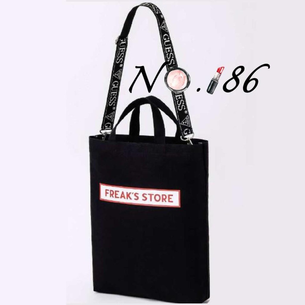 袋我走【FREAK’S STORE × GUESS 聯名黑色托特+斜背包+背帶三件組】-細節圖7