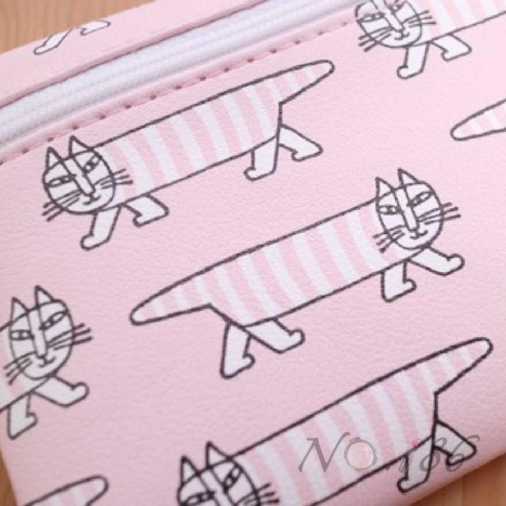 袋我走【LISA LARSON 白色貓咪化妝包 粉色小零錢包 兩件組】-細節圖9