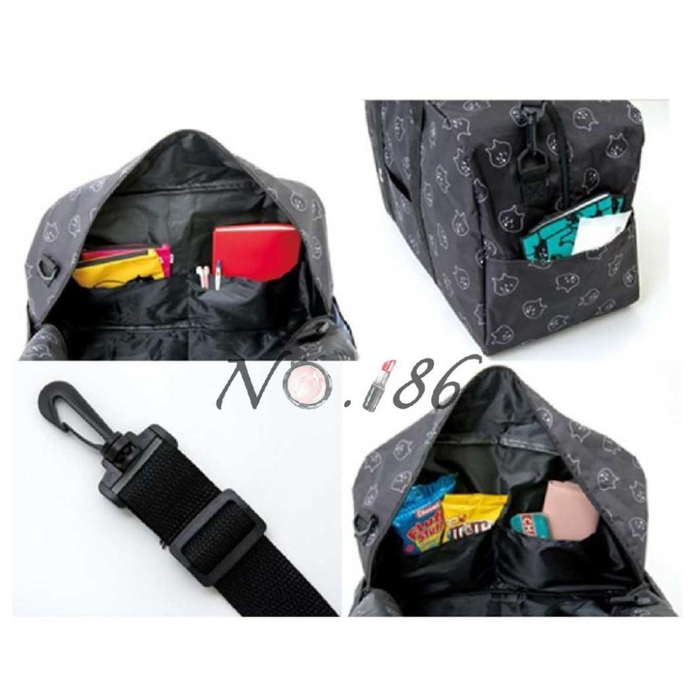 袋我走【NYA 驚訝貓 黑色滿版大旅行袋(只有包沒掛件)】-細節圖6