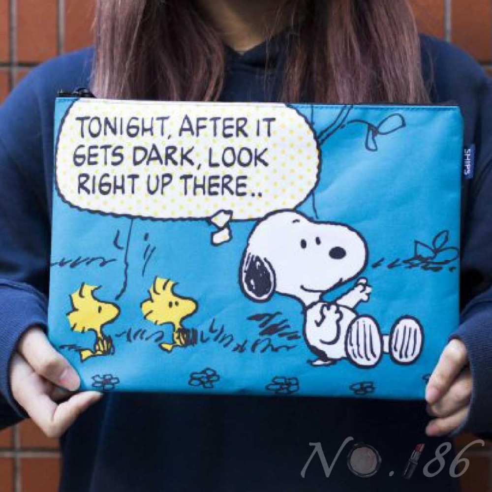 袋我走【SNOOPY 扁扁收納袋 3件組 (藍+黃+粉)】-細節圖3