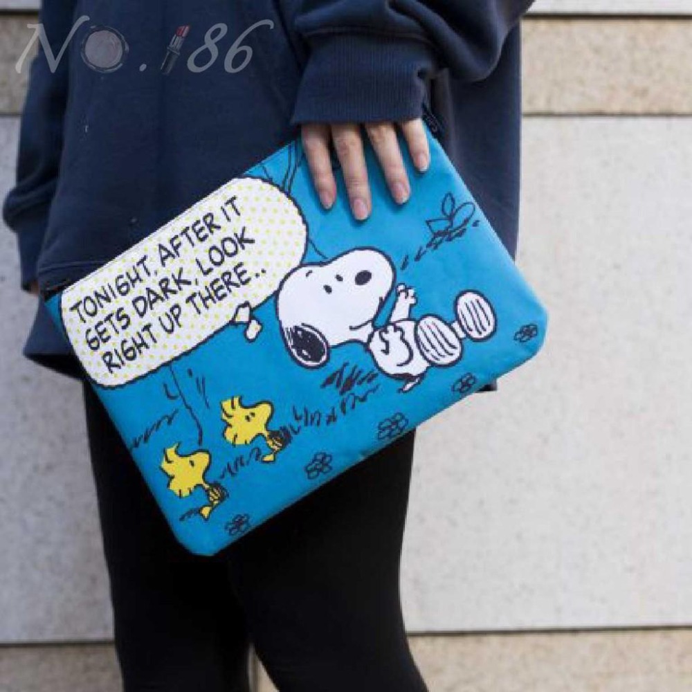 袋我走【SNOOPY 扁扁收納袋 3件組 (藍+黃+粉)】-細節圖4