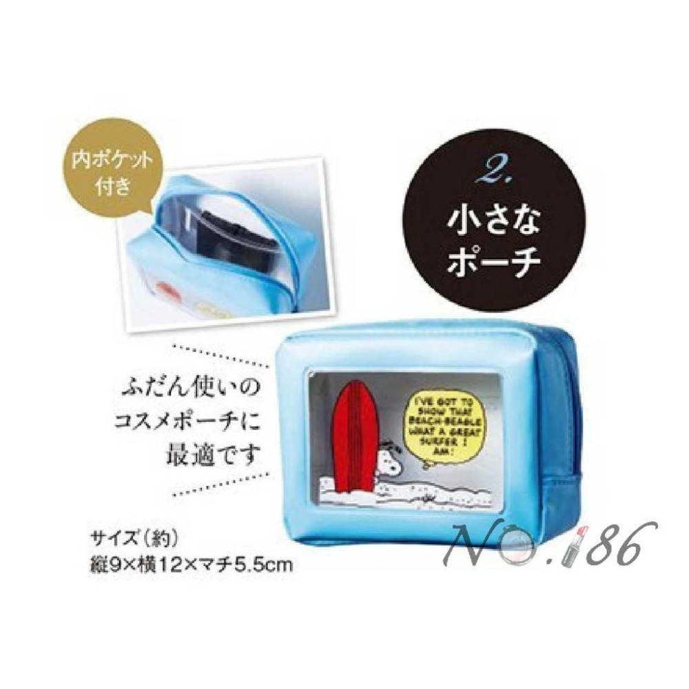 袋我走【SNOOPY 史努比 藍色透明小物包】-細節圖3