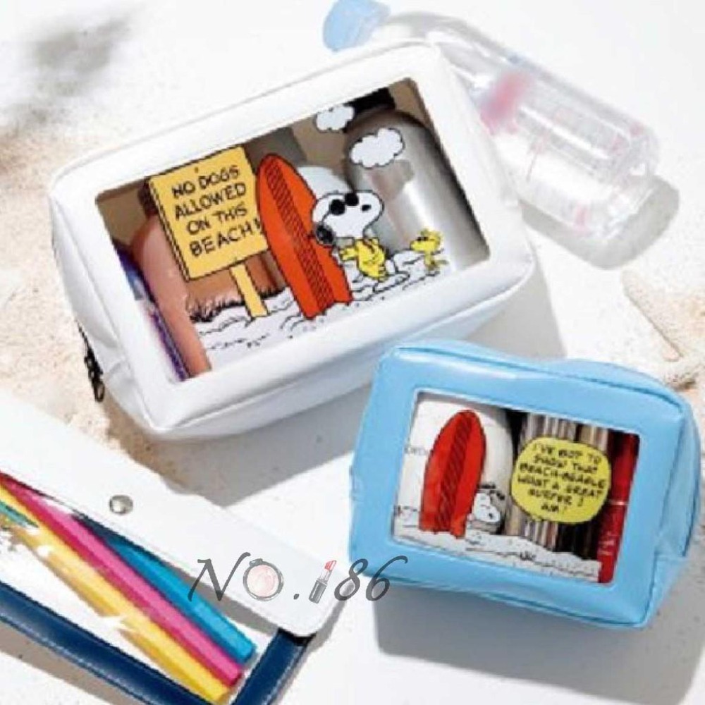 袋我走【SNOOPY 史努比 藍色透明小物包】-細節圖5