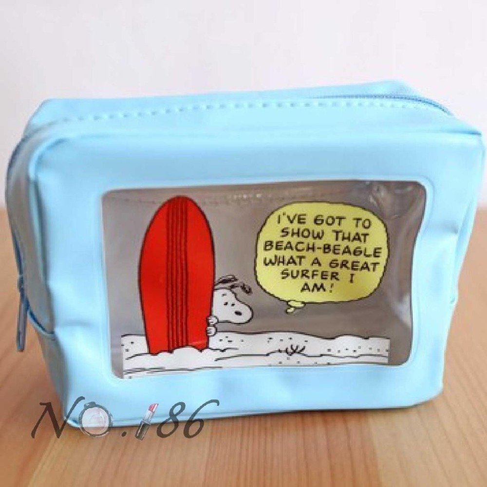 袋我走【SNOOPY 史努比 藍色透明小物包】-細節圖7