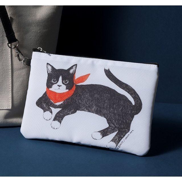 袋我走【EFFE BEAMS 米色托特包+貓咪圖案長方平口拉鍊小包】-細節圖3