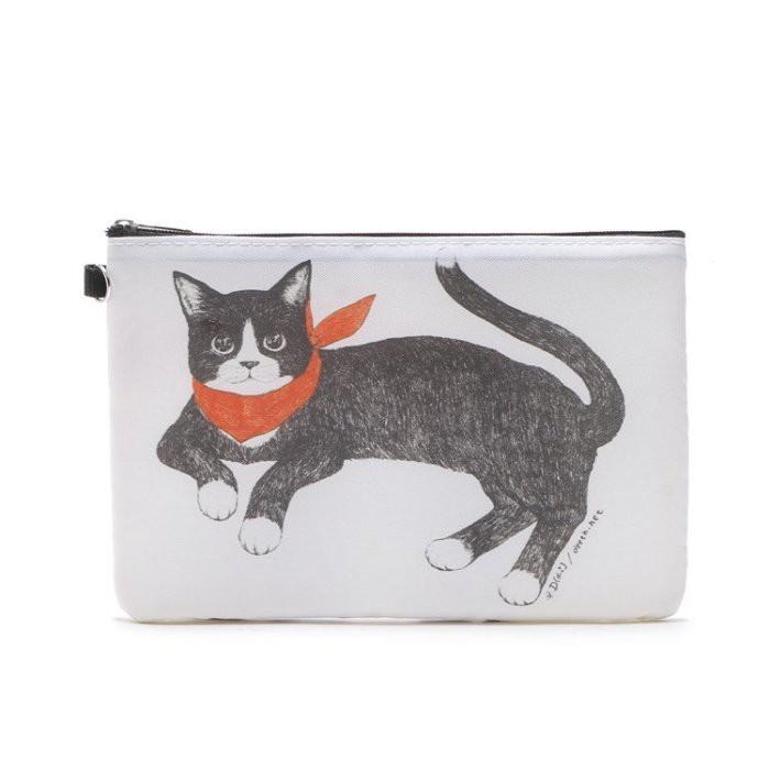 袋我走【EFFE BEAMS 米色托特包+貓咪圖案長方平口拉鍊小包】-細節圖4