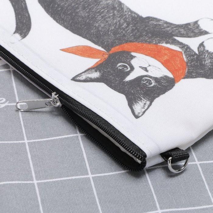 袋我走【EFFE BEAMS 米色托特包+貓咪圖案長方平口拉鍊小包】-細節圖6