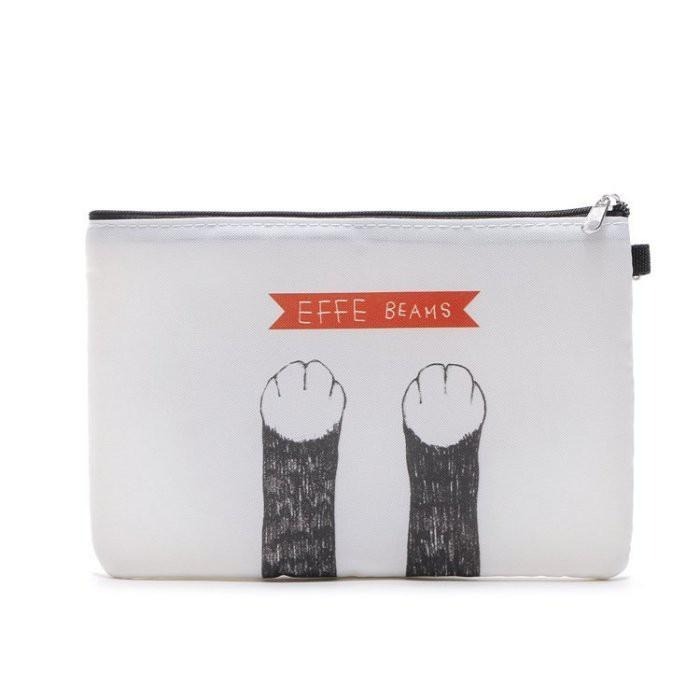 袋我走【EFFE BEAMS 米色托特包+貓咪圖案長方平口拉鍊小包】-細節圖8