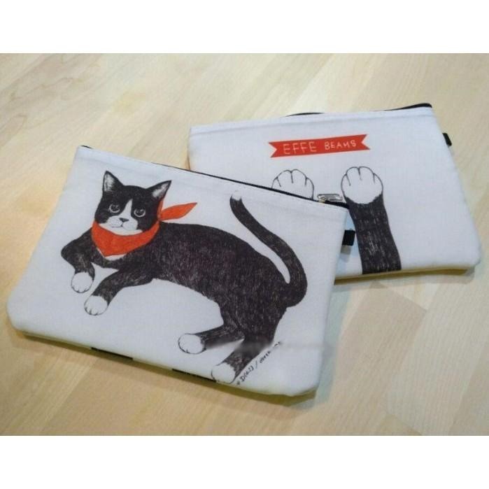 袋我走【EFFE BEAMS 米色托特包+貓咪圖案長方平口拉鍊小包】-細節圖9