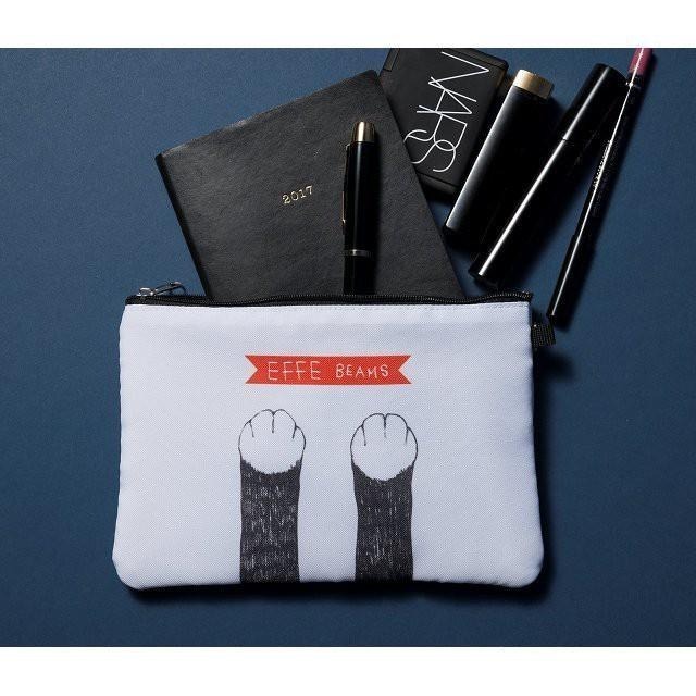 袋我走【EFFE BEAMS 米色托特包+貓咪圖案長方平口拉鍊小包】-細節圖10