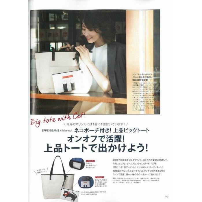 袋我走【EFFE BEAMS 米色托特包+貓咪圖案長方平口拉鍊小包】-細節圖11