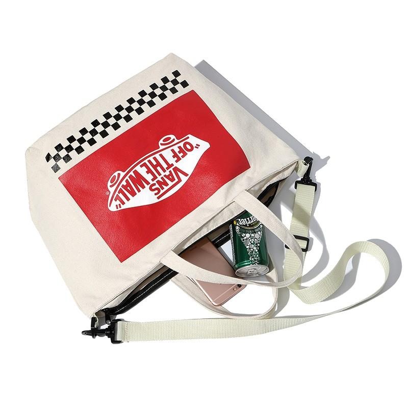 袋我走【VANS 白色 3WAY 帆布 大容量 側背包 手提袋 側背包 托特包】-細節圖3