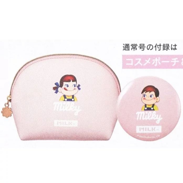袋我走【日本雜誌sweet 附錄 MILKFED 不二家牛奶妹 PEKO 化妝包 收納袋 小物包 +化妝鏡】-細節圖7
