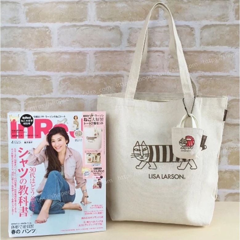 袋我走【LISA LARSON 貓咪直條紋 托特包+吊飾包】-細節圖2