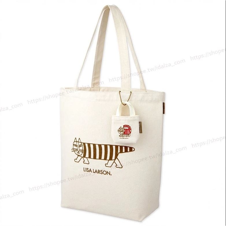 袋我走【LISA LARSON 貓咪直條紋 托特包+吊飾包】-細節圖6
