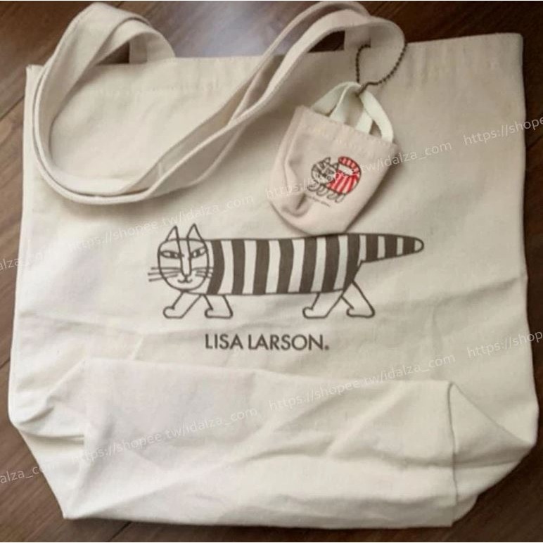 袋我走【LISA LARSON 貓咪直條紋 托特包+吊飾包】-細節圖9