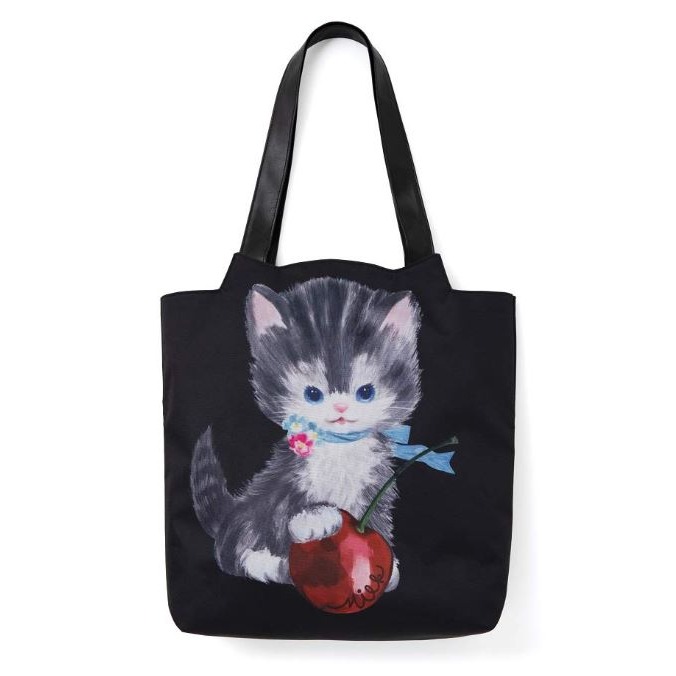 袋我走【MILKFED. 黑色皮革側背包+吊飾兩件組MILK CHERRY CAT BAG BOOK 附錄托特包】-細節圖3