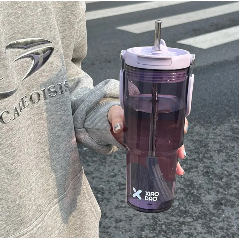 【艾特叔叔旗艦店】Pc材質 隨行杯 吸管杯 水壺 大容量水壺 自帶提把 雙飲杯蓋 可直飲 吸管-細節圖8