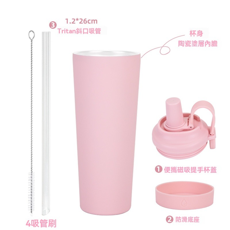 【艾特叔叔旗艦店】吸管杯 陶瓷杯 保溫杯 冰霸杯 304不鏽鋼 304不鏽鋼+陶瓷塗層 雙飲 直飲 吸管-細節圖4