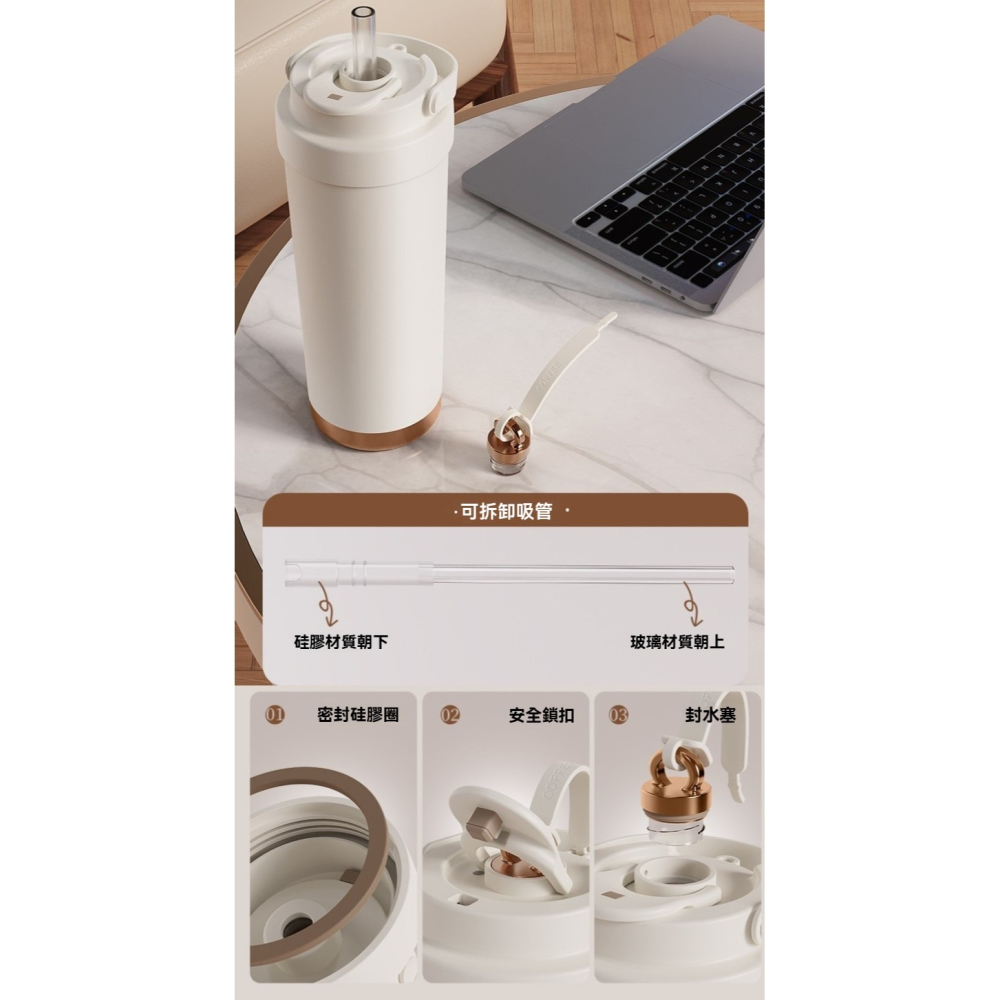 【艾特叔叔旗艦店】吸管杯 陶瓷杯 保溫杯 冰霸杯 304不鏽鋼內膽+陶瓷塗層 雙飲 直飲 吸管-細節圖7