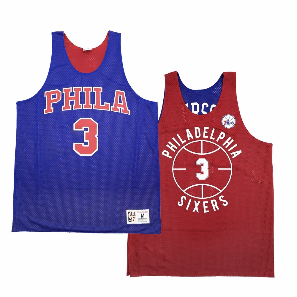 Mitchell ness Mitchell & Ness 雙面球衣 76ERS Allen Iverson 藍紅-細節圖6