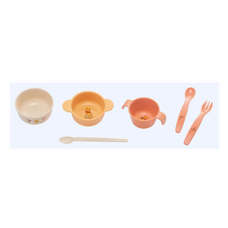 《現貨》日本製 康貝 combi 小熊維尼 離乳 彌月禮 6件組 禮盒 學習碗 湯匙 叉子 兒童餐具 日本代購-細節圖3