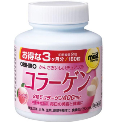 《現貨》ORIHIRO 咀嚼錠 膠原蛋白 水蜜桃 維生素B2 B6 日本代購