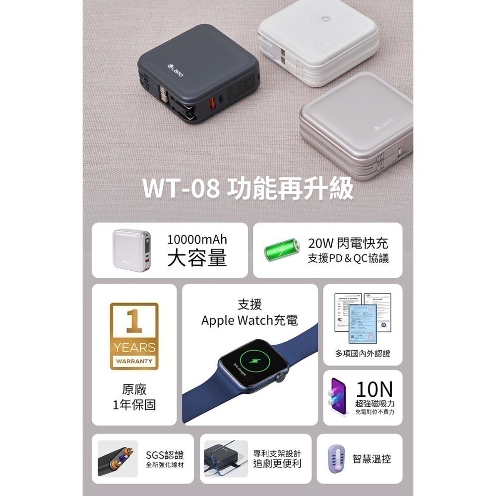 【使用折價券現折200元】LaPO 超進化八合一10000mAh無線快充行動電源WT-08三代行動電源行動充萬能充-細節圖2