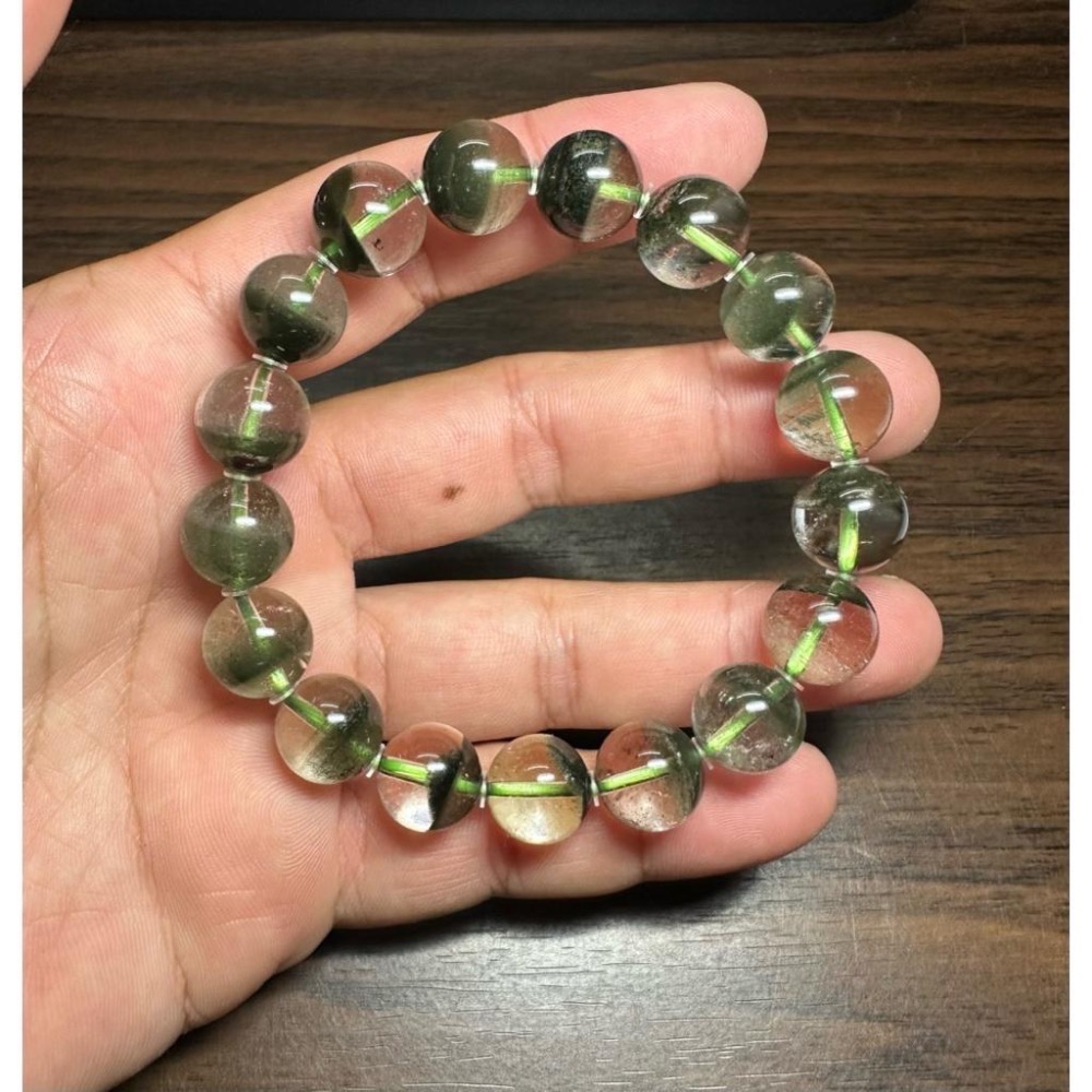 【 半盆綠幽靈手珠 12mm手圍17.5 】-細節圖2