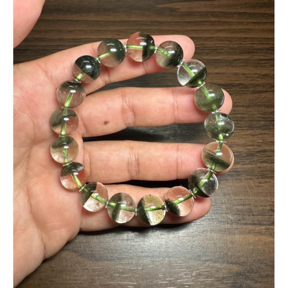 【 半盆綠幽靈手珠 12mm手圍17.5 】-細節圖3