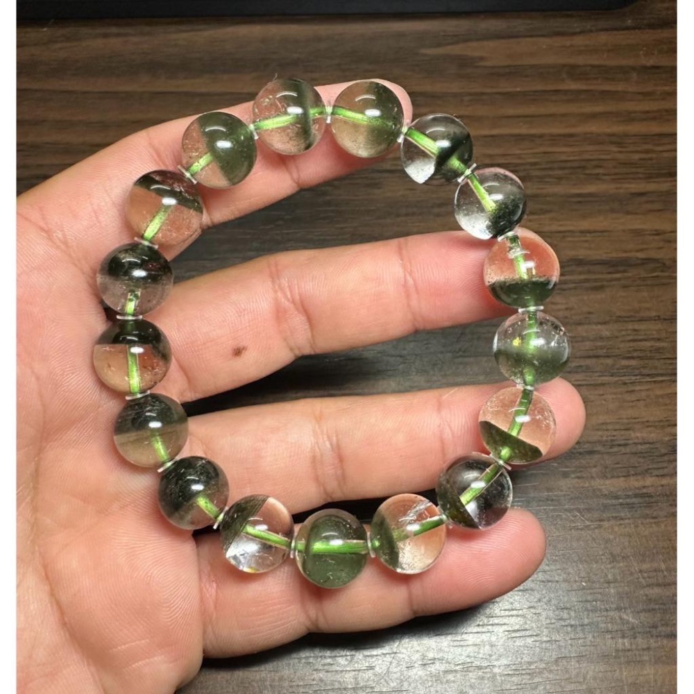 【 半盆綠幽靈手珠 12mm手圍17.5 】-細節圖4
