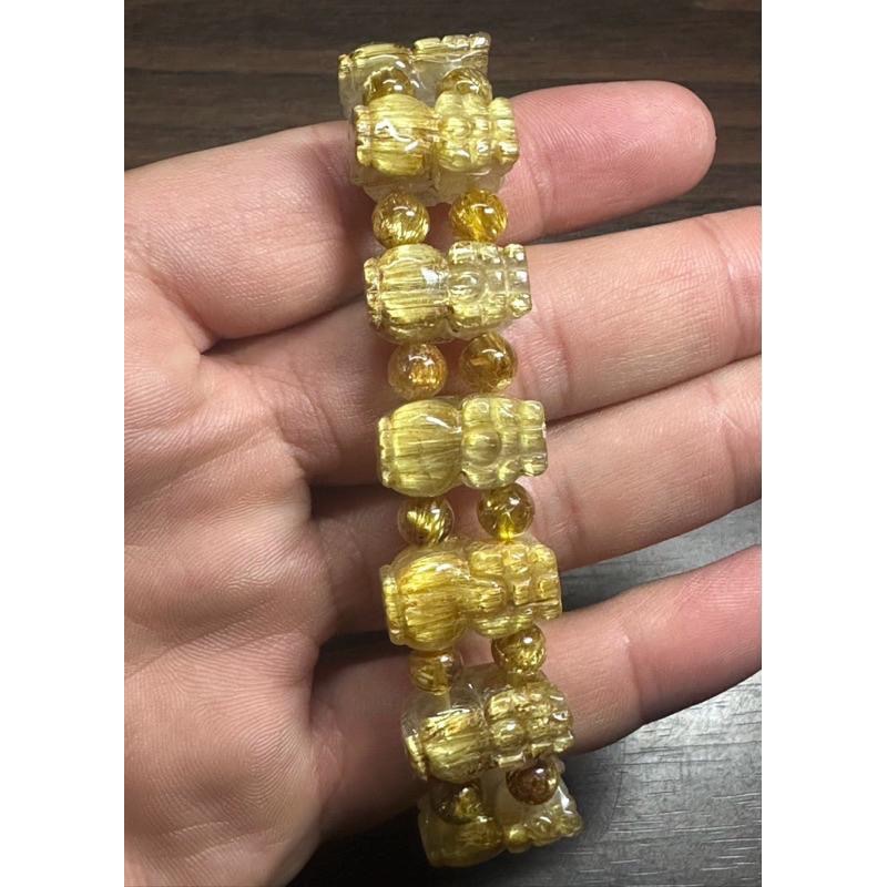 【鈦晶貔貅手排 17-18mm手圍盤18 】 配珠有更換成清透鈦晶-細節圖2