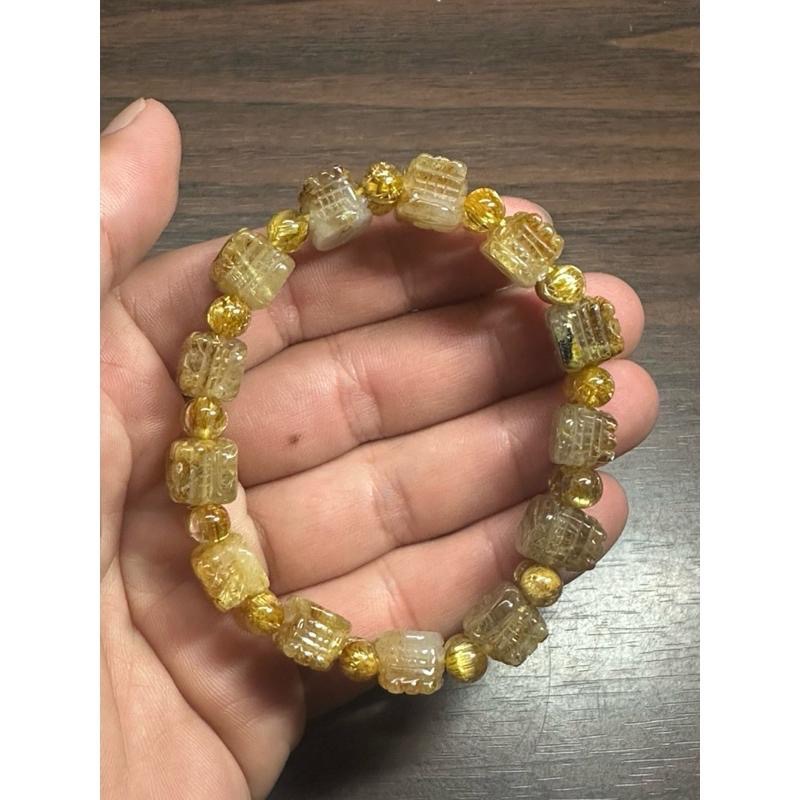 【鈦晶貔貅手排 17-18mm手圍盤18 】 配珠有更換成清透鈦晶-細節圖3